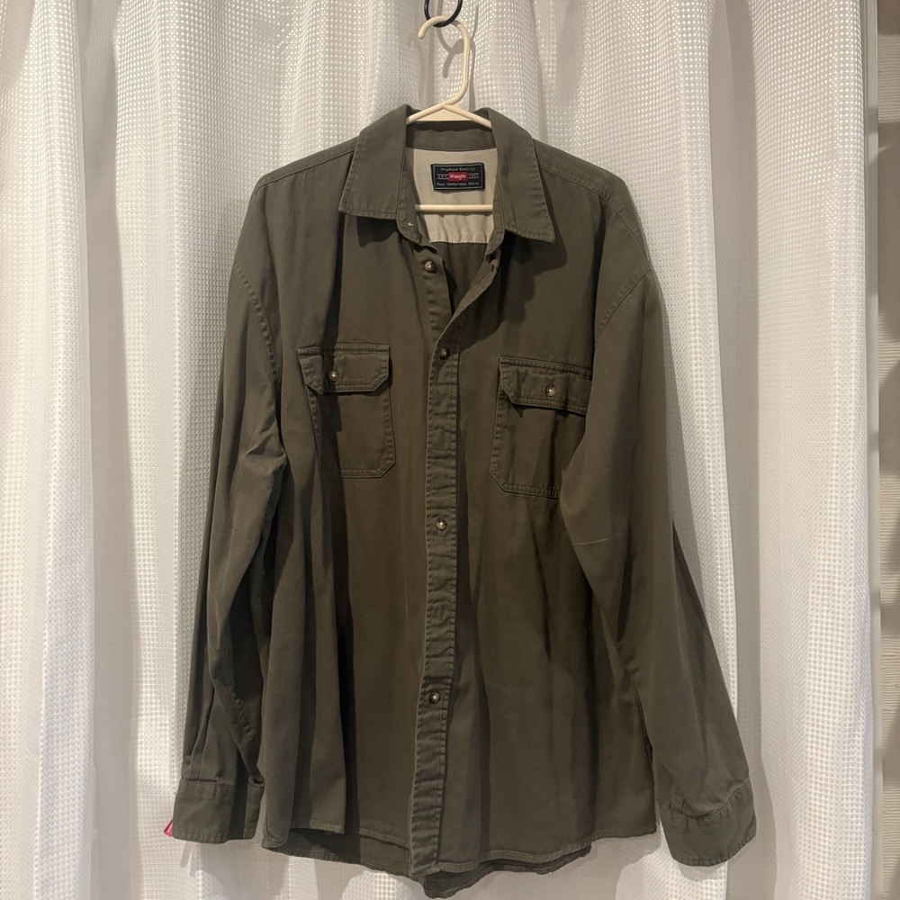 Vintage Wrangler WPL#6428 Green Men's XL Long Sleeve Button-down Shirt